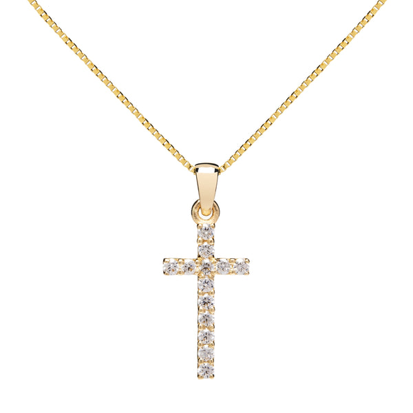 10k Yellow Gold Dainty Delicate Cz Cross Necklace deals 18 inch chain