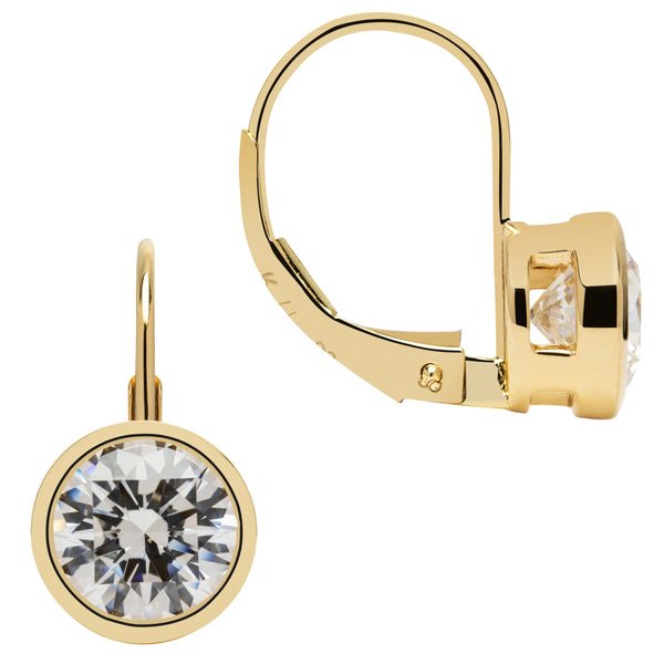Yellow gold earrings with diamonds 0,16 ct - fineness 14 K