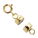 Jewelili Yellow Gold Filled Round Magnetic Clasp Converter for Necklace or Bracelet with Spring Ring, 2 Clasps