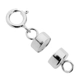 Jewelili Sterling Silver Round Magnetic Clasp Converter for Necklace or Bracelet with Spring Ring, 2 Clasps