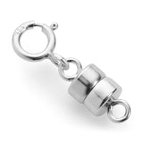 Jewelili Sterling Silver Round Magnetic Clasp Converter for Necklace or Bracelet with Spring Ring, 2 Clasps