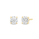 Everyday Elegance 14K Solid Yellow Gold Classic Four Prong Stud Earrings | Round Cut Lab Grown Diamond | Screw Back Posts | 1.0 CTW (E-F Color, VS2-SI1 Clarity) | With Gift Box