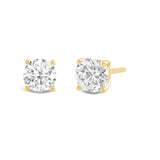 Everyday Elegance 14K Solid Yellow Gold Classic Four Prong Stud Earrings | Round Cut Lab Grown Diamond | Screw Back Posts | 1.5 CTW (E-F Color, VS2-SI1 Clarity) | With Gift Box