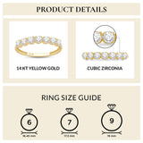 Everyday Elegance 7 Stones Wedding Anniversary Ring Band for Women in 14K Yellow Gold with 1.26 CTTW Round Cut Cubic Zirconia