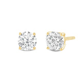 Everyday Elegance 14K Solid Yellow Gold Classic Four Prong Stud Earrings | Round Cut Lab Grown Diamond | Screw Back Posts | 3.0 CTW (E-F Color, VS2-SI1 Clarity) | With Gift Box