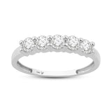 Everyday Elegance 5 Stone Wedding Anniversary Ring Band for Women in 14K White Gold, 1.20 CTTW Round Cut Cubic Zirconia