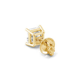 Everyday Elegance 14K Solid Yellow Gold Classic Four Prong Stud Earrings | Princess Cut Lab Grown Diamond | Screw Back Posts | 2.0 CTW (E-F Color, VS2-SI1 Clarity) | With Gift Box