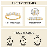 Everyday Elegance 5 Stone Wedding Anniversary Ring Band for Women in 14K Yellow Gold, 1.20 CTTW Round Cut Cubic Zirconia