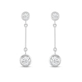 Everyday Elegance 14K White Gold Bar Stud Earrings | Round Cubic Zirconia Stud 0.25 CT (4mm) & 1CT (6mm) | With Gift Box