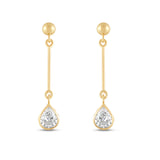 Everyday Elegance 14K Yellow Gold Bar Earrings | Pear Cubic Zirconia Ball Drops 1 CT (7mm) | With Gift Box