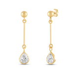 Everyday Elegance 14K Yellow Gold Bar Earrings | Pear Cubic Zirconia Ball Drops 1 CT (7mm) | With Gift Box