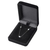 Everyday Elegance Sterling Silver Cubic Zirconia Station Necklace | 18 Inch Length Cable Rolo Chain | With Gift Box