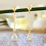 Everyday Elegance 14K Yellow Gold Bar Earrings | Pear Cubic Zirconia Ball Drops 1 CT (7mm) | With Gift Box