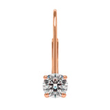 14K Solid Rose Gold Earrings | Round Cut Cubic Zirconia | Leverback Drop Dangle Basket Setting | .50 CTW