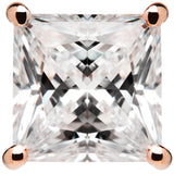 14K Solid Rose Gold Stud Earrings | Princess Cut Cubic Zirconia | Screw Back Posts | 4.0 CTW